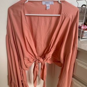 Bell sleeve peach crop top